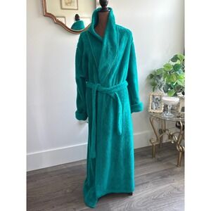 Cozy Plush Robe‎ Emerald Green Full Length Spa Bath Lounge Soft